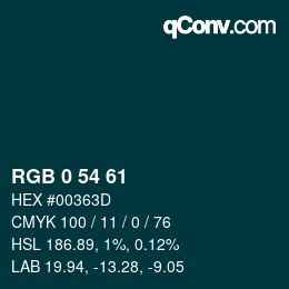 颜色代码: RGB 0 54 61 | qconv.com