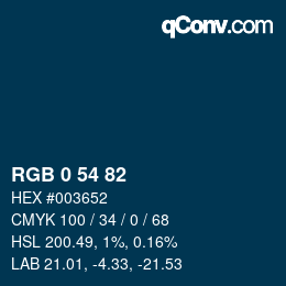 Color code: RGB 0 54 82 | qconv.com