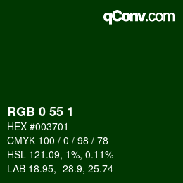 Color code: RGB 0 55 1 | qconv.com