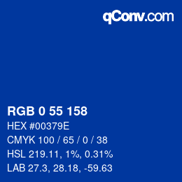 Color code: RGB 0 55 158 | qconv.com