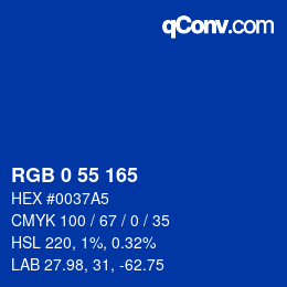 Color code: RGB 0 55 165 | qconv.com