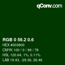 カラーコード: RGB 0 56.2 0.6 | qconv.com