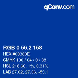 カラーコード: RGB 0 56.2 158 | qconv.com