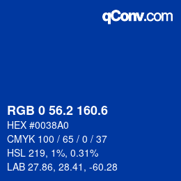 カラーコード: RGB 0 56.2 160.6 | qconv.com
