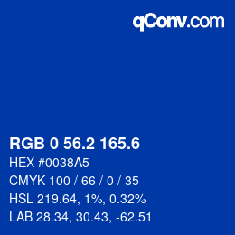 カラーコード: RGB 0 56.2 165.6 | qconv.com