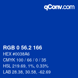 Color code: RGB 0 56.2 166 | qconv.com