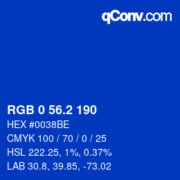 Color code: RGB 0 56.2 190 | qconv.com