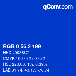 Color code: RGB 0 56.2 199 | qconv.com