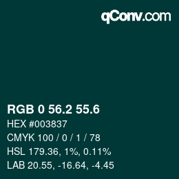 カラーコード: RGB 0 56.2 55.6 | qconv.com