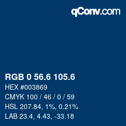 カラーコード: RGB 0 56.6 105.6 | qconv.com