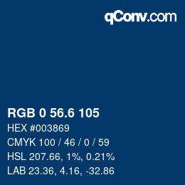 カラーコード: RGB 0 56.6 105 | qconv.com