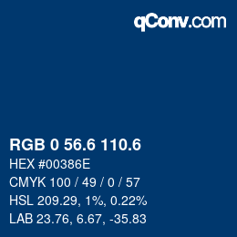 カラーコード: RGB 0 56.6 110.6 | qconv.com