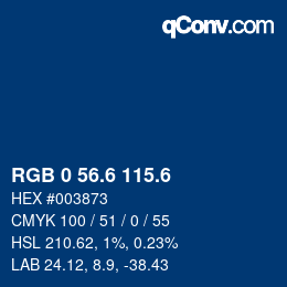カラーコード: RGB 0 56.6 115.6 | qconv.com