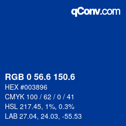 カラーコード: RGB 0 56.6 150.6 | qconv.com