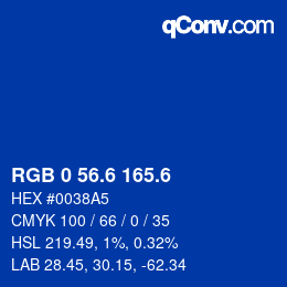 カラーコード: RGB 0 56.6 165.6 | qconv.com