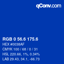 カラーコード: RGB 0 56.6 175.6 | qconv.com