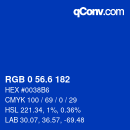 カラーコード: RGB 0 56.6 182 | qconv.com