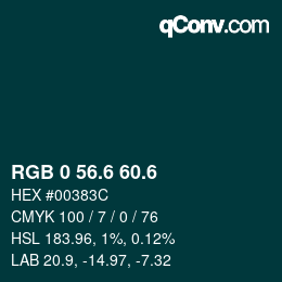 カラーコード: RGB 0 56.6 60.6 | qconv.com