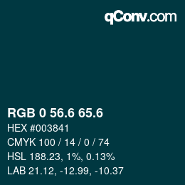 カラーコード: RGB 0 56.6 65.6 | qconv.com