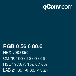カラーコード: RGB 0 56.6 80.6 | qconv.com
