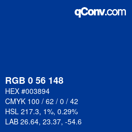 Color code: RGB 0 56 148 | qconv.com
