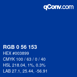 Color code: RGB 0 56 153 | qconv.com