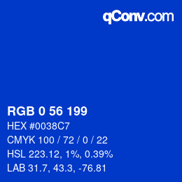 Color code: RGB 0 56 199 | qconv.com