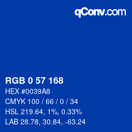 Color code: RGB 0 57 168 | qconv.com