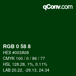 Farbcode: RGB 0 58 8 | qconv.com
