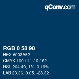 Farbcode: RGB 0 58 98 | qconv.com