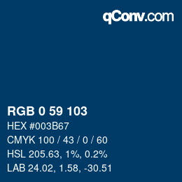 カラーコード: RGB 0 59 103 | qconv.com