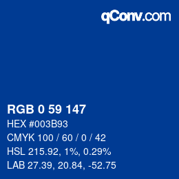 颜色代码: RGB 0 59 147 | qconv.com