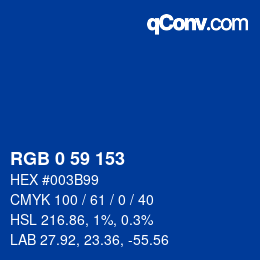 Color code: RGB 0 59 153 | qconv.com