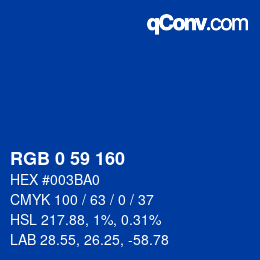 Color code: RGB 0 59 160 | qconv.com