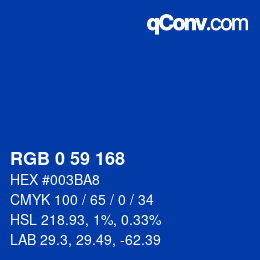 Color code: RGB 0 59 168 | qconv.com