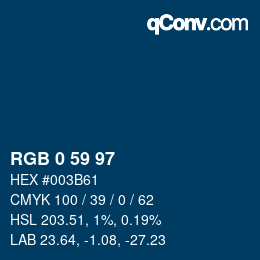 Color code: RGB 0 59 97 | qconv.com