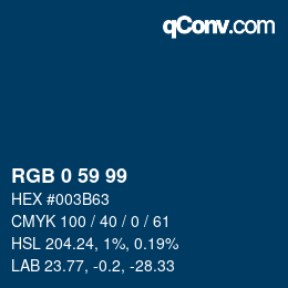 颜色代码: RGB 0 59 99 | qconv.com