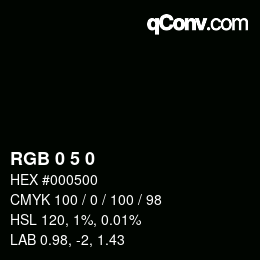 カラーコード: RGB 0 5 0 | qconv.com