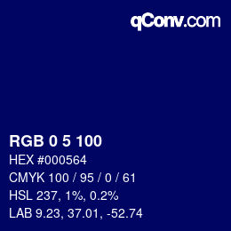 カラーコード: RGB 0 5 100 | qconv.com