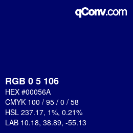 Color code: RGB 0 5 106 | qconv.com
