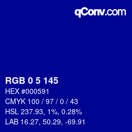 Color code: RGB 0 5 145 | qconv.com