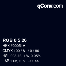 Farbcode: RGB 0 5 26 | qconv.com