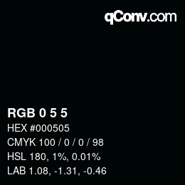 Código de color: RGB 0 5 5 | qconv.com