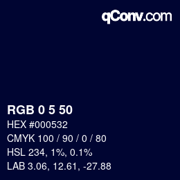 Color code: RGB 0 5 50 | qconv.com
