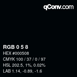 カラーコード: RGB 0 5 8 | qconv.com