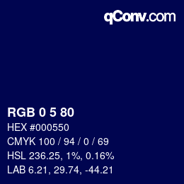 Color code: RGB 0 5 80 | qconv.com