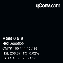 Color code: RGB 0 5 9 | qconv.com