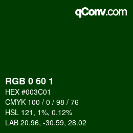 カラーコード: RGB 0 60 1 | qconv.com