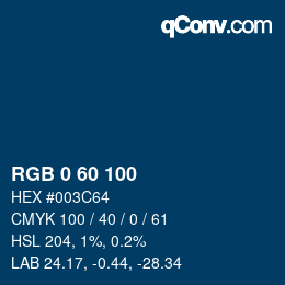 颜色代码: RGB 0 60 100 | qconv.com