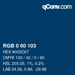 Color code: RGB 0 60 103 | qconv.com